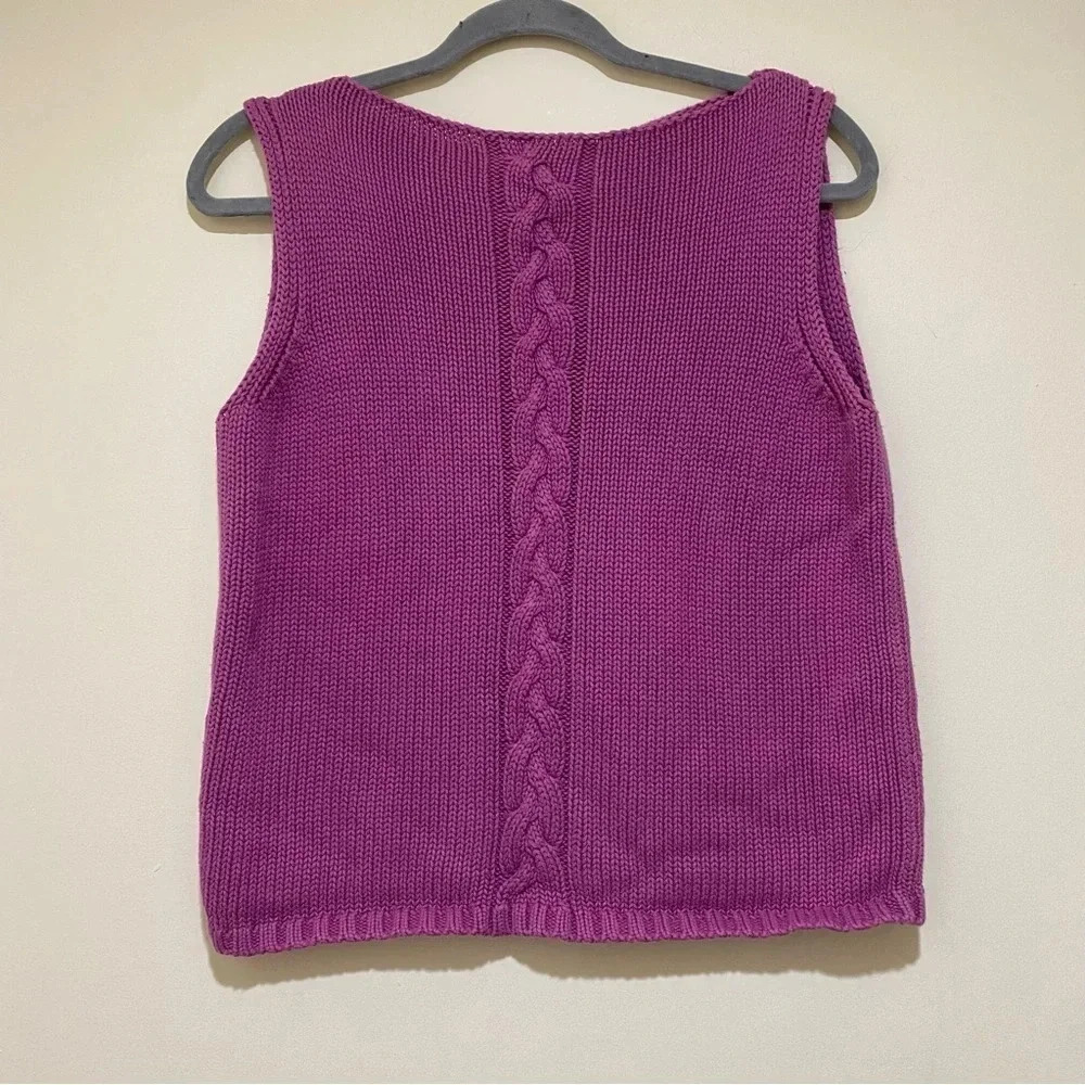 Women’s Vintage Purple  Grandma Cottagecore Knitted Boatneck Sweater Vest Size M